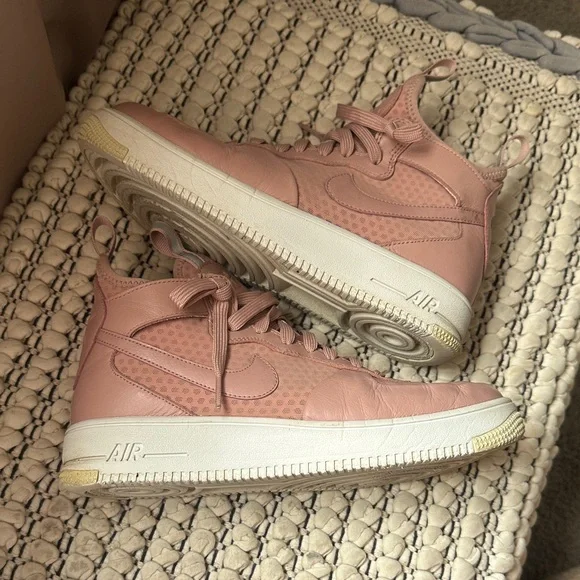 Pink High-Top Nike Air Force Sneakers - Picture 1 of 9